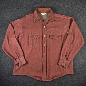 Vintage 70s Frostproof Men's Rust Twill Flannel Work Shirt Made in USA Size XL
